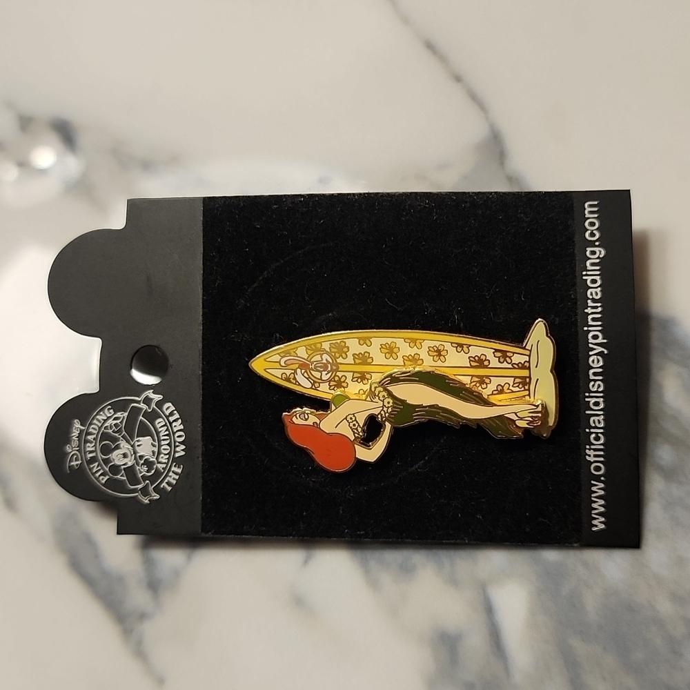 Rare Disney Pin Jessica Rabbit On Beach With Surfboar… Gem
